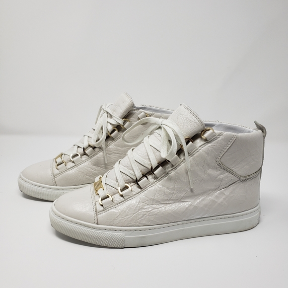 BALENCIAGA Arena High Beige leather Sneakers. Size: 37 - Picture 2 of 8